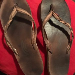 Brown Rainbow sandals with braided strap